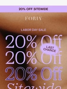 FINAL DAY: 20% OFF