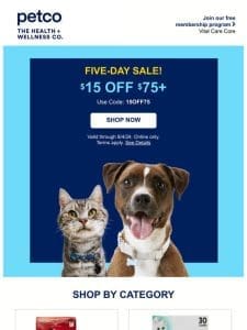 FLASH SALE: $15 OFF $75+