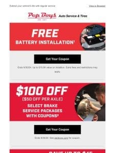 FREE Battery Installation + MORE Savings on Services