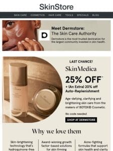 Final Hours: 25% off SkinMedica at Dermstore