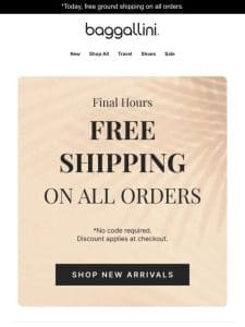 Final Hours: Free Shipping on All Orders