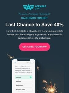 Final hours to save 40% off AceableAgent real estate courses