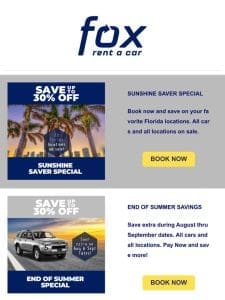 Fox Friend， here’s another chance to book a car rental at a discount.