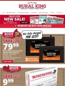 Fresh New Deals! Rudy Specials RK Commercial Heavy Duty Batteries & Winchester FMJ Target Ammo， Grills， Flags & More!