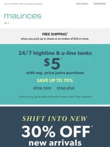 Fri-YAY deals: 24/7 Highline Tanks for $5 & 30% off new arrivals!