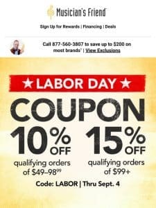 From us to you: Labor Day coupon