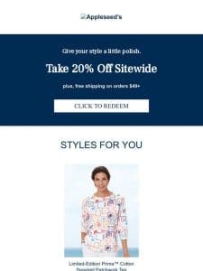 Get 20% Off Sitewide! Your Style Deserves a Reward