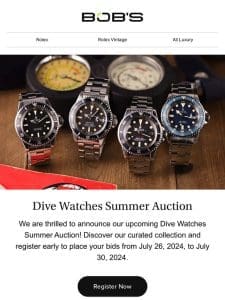 Get Ready for the Dive Watches Summer Auction!