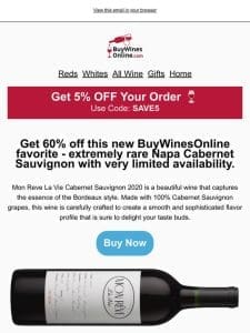 Get it while you can…RARE Cabernet Sauvignon is 60% OFF today!