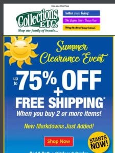 Grab the Deals! Summer Clearance Event Up to 75% Off