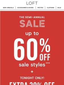 HOURS LEFT: Up to 60% off sale + EXTRA 20% off