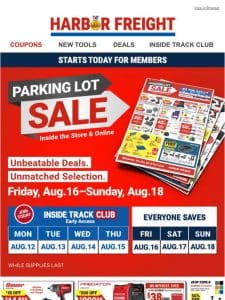 HUGE PARKING LOT SALE – Join Inside Track Club for Early Access