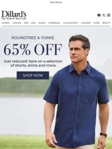 Happening Now: 65% Off Roundtree & Yorke?