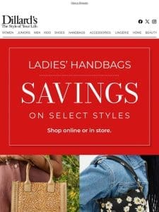 Happening Now: Savings On Select Ladies’ Handbags