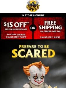 Horror décor + $15 off in stores & online!