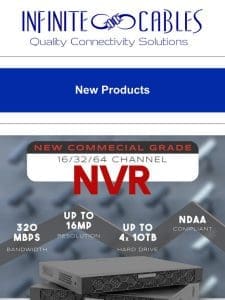 Introducing Commercial Grade NVR: 16/32/64 Channels， 16MP， 4K 320Mbps， NDAA Compliant!