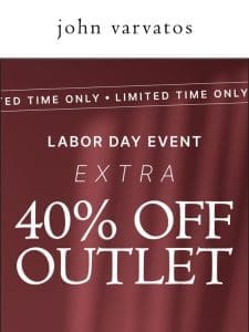 JV Outlet | NOW an Extra 40% Off