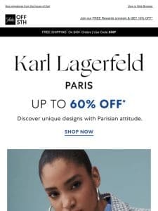 Karl Lagerfeld Paris icons up to 60% OFF