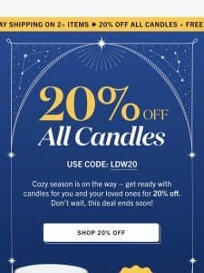 LABOR DAY: 20% OFF all candles