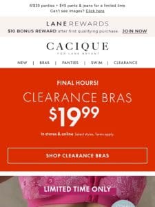 LAST CALL for $19.99 clearance bras!