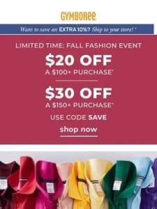 LAST DAY! $20 OFF Fall Fashion Event Ends Tonight