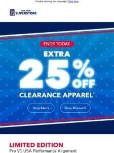 LAST DAY | Extra 25% Off Clearance Apparel