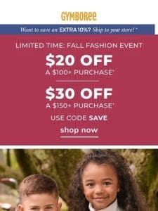 LIMITED-TIME Fall Event! $20-$30 OFF ??