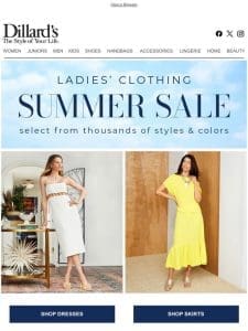 Ladies’ Clothing: Summer Sale Happening Now!