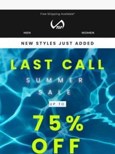 Last Call! Up to 75% OFF! ??