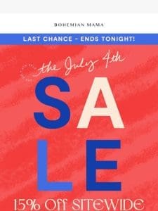 Last Chance! 15% Off Sitewide Sale! ??