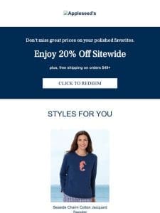 Last Chance for 20% Off Sitewide at Appleseed’s