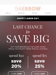 Last Chance for Labor Day Savings Up to 25% ✨