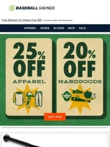 Limited Time Only: 25% Off Apparel， 20% Off Hardgoods! ????