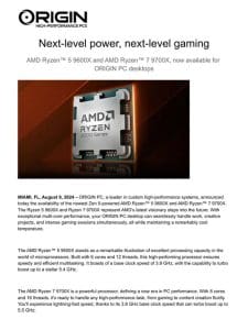 MEDIA ALERT: Available Now， AMD Ryzen? 5 9600X and AMD Ryzen? 7 9700X