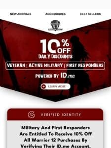 Military & First Responders Claim 10% Off