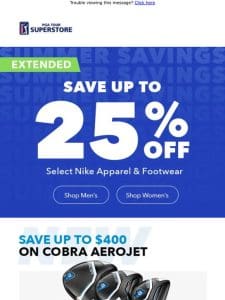 NOW EXTENDED | Up to 25% Off Nike