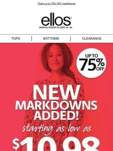 New Markdowns as low as $10.98