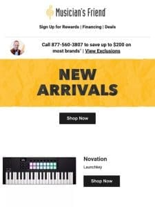 New arrivals from Novation， Epiphone and Mackie