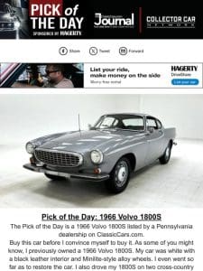 Pick of the Day: 1966 Volvo 1800S