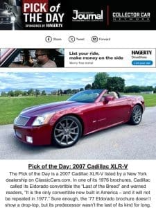 Pick of the Day: 2007 Cadillac XLR-V