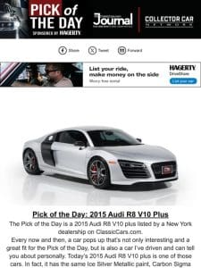 Pick of the Day: 2015 Audi R8 V10 Plus