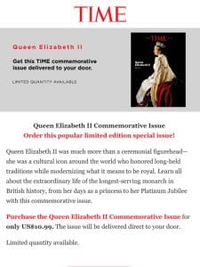 Purchase the limited edition Queen Elizabeth II Commemorative Issue