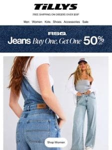 RSQ Jeans → BOGO 50% Off | Graphic Tees → 2 for $35 | Tops → 4 for $25