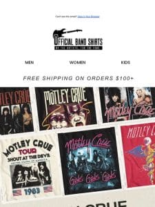 Ready， Set， Rock! 25% Off Motley Crue Tees + All Merch Sitewide