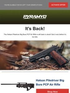 ?? Reminder: The Hatsan Piledriver Big Bore PCP Air Rifle is available! ??