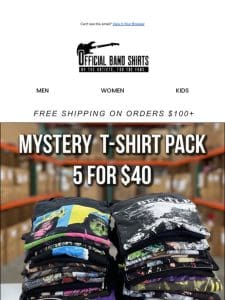 Restocked: Our Mystery Tee Pack! ? 5 Tees for $40