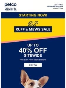 STARTS NOW: Save up to 40% OFF sitewide