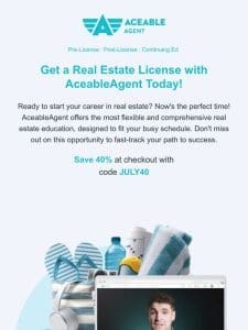 Save 40% on AceableAgent real estate course!