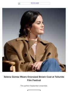 Selena Gomez Wears Oversized Brown Coat at Telluride Film Festival