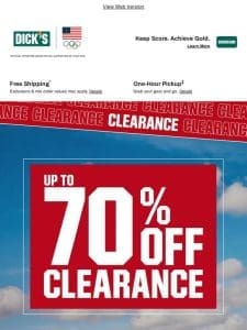 Shop up to 70% off select clearance TODAY!